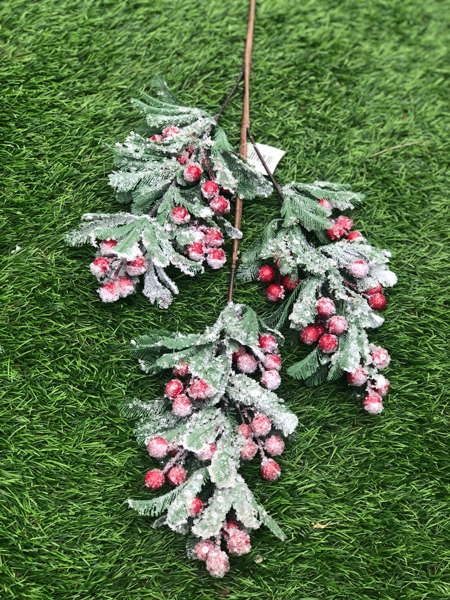 LARGE DELUXE CRYSTALLISED SNOWY BERRY BRANCH