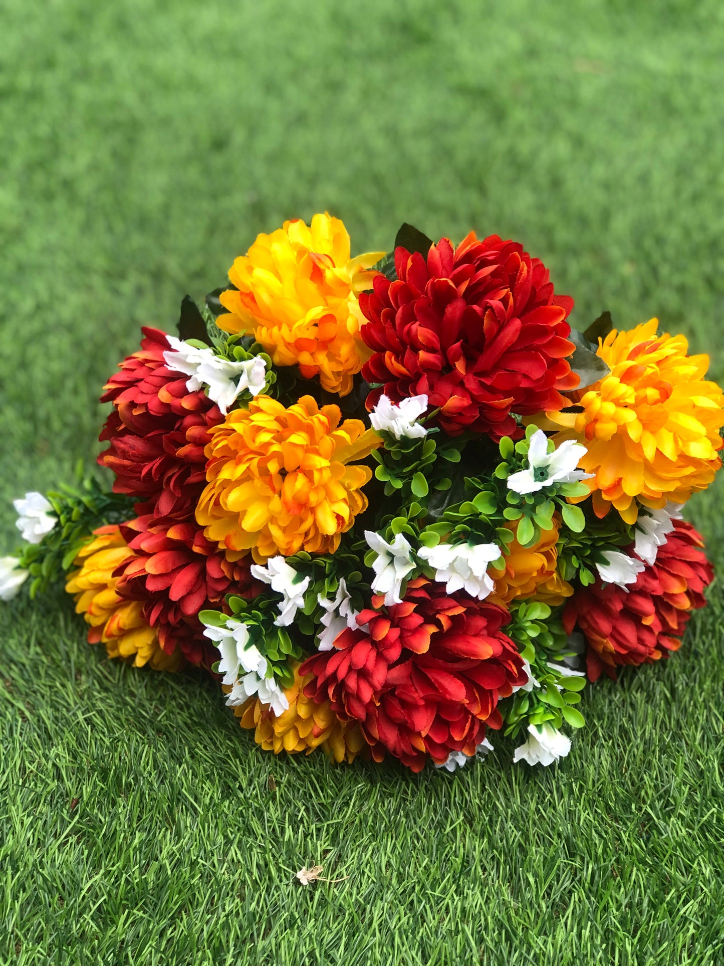 LARGE CHRYSANTHEMUM BUSH ORANGE/YELLOW 43cm