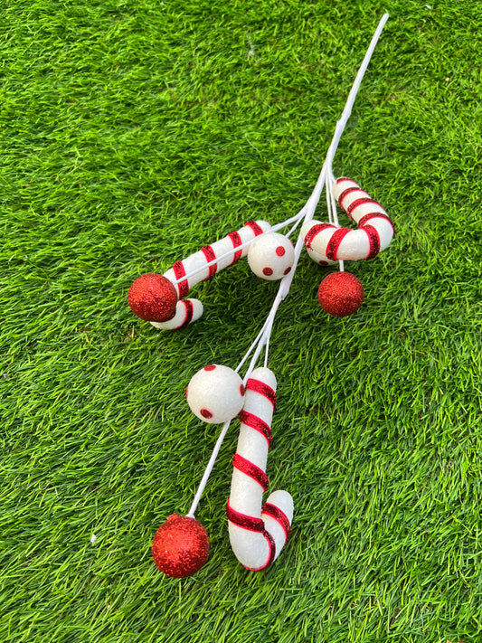 65cm RED CANDY CANE MULTI SPOT BALL PICK