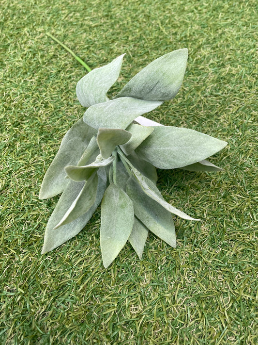 32CM FLOCKED SAGE LEAF SPRAY