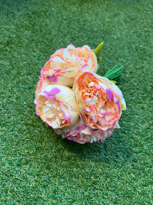 28cm 7 head DELUXE PEONY BUNCH RICH PEACH/PINK