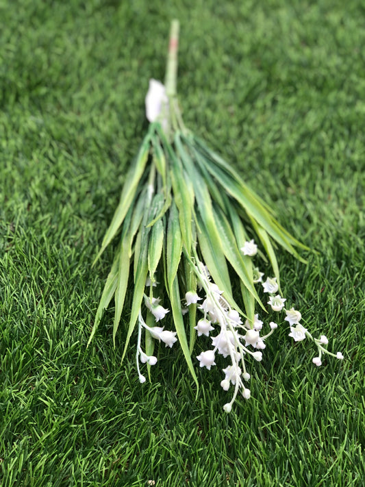 43cm LILY OF VALLEY GRASS BUNCH WHITE