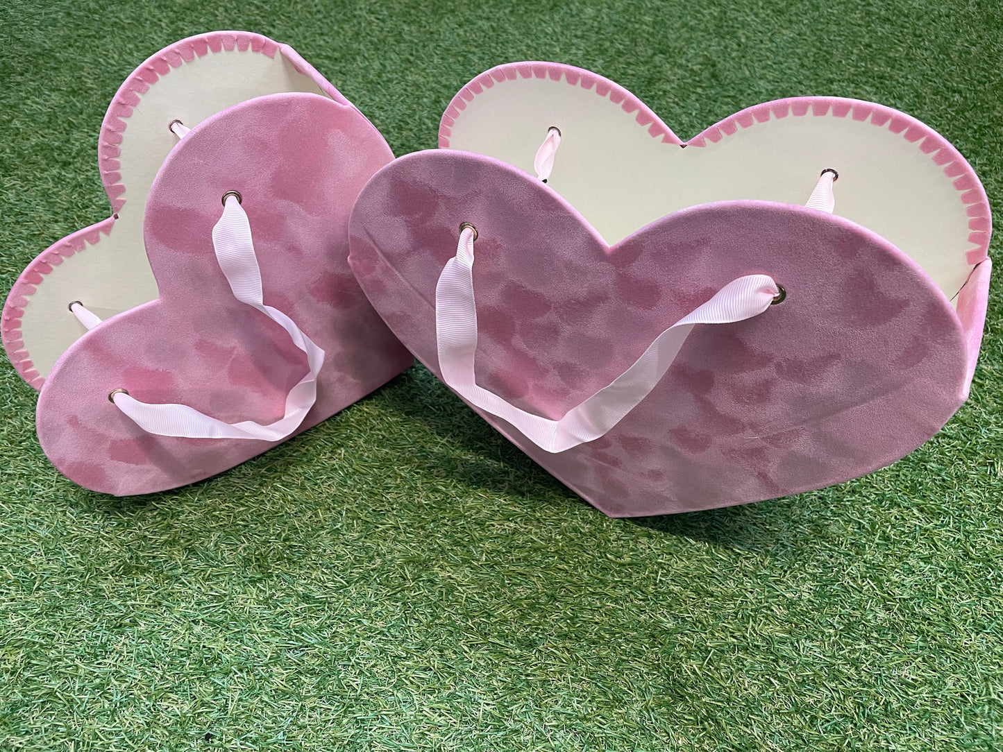 PINK VELVET HEART BOXES PK2