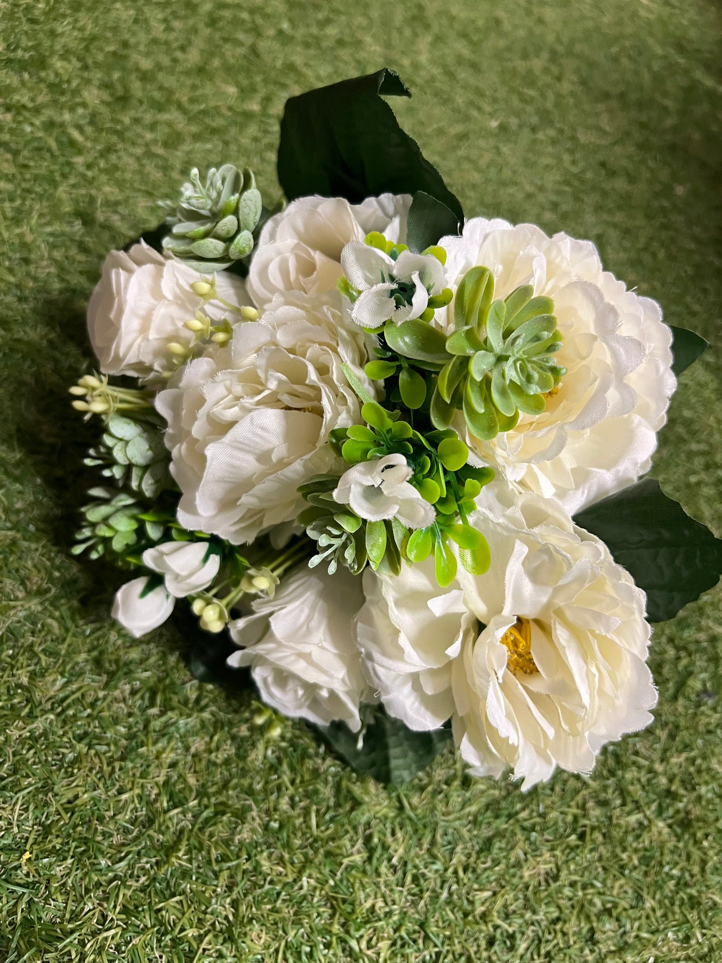 31CM ROSE PEONY SUCCULENT BUNCH IVORY