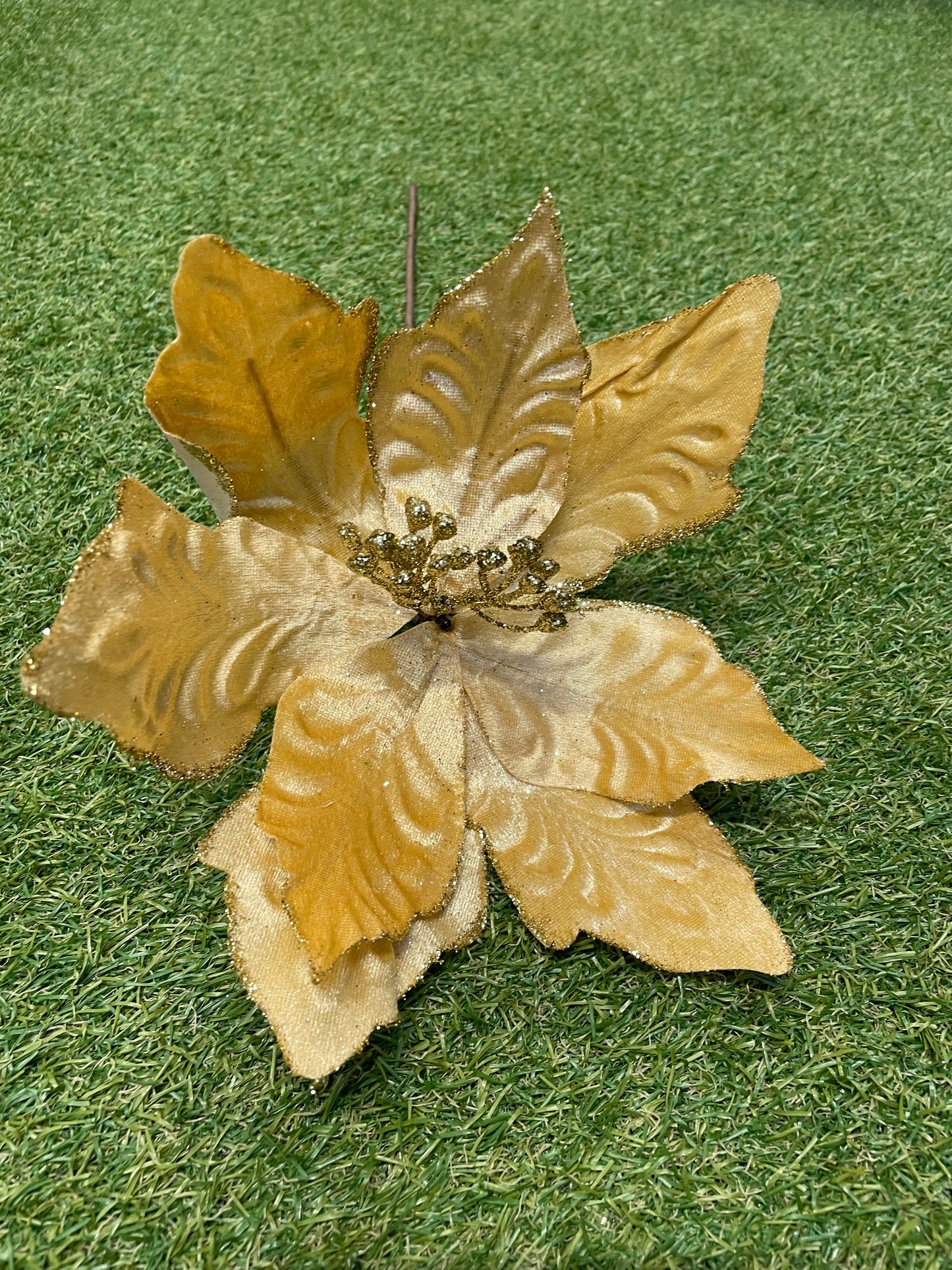 45cm GLITTER POINSETTIA GOLD