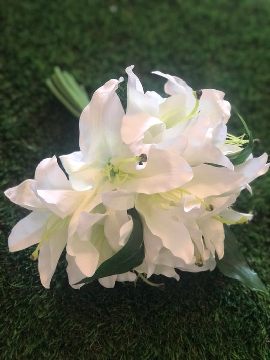 31cm 11 HEAD LILY BUNCH IVORY