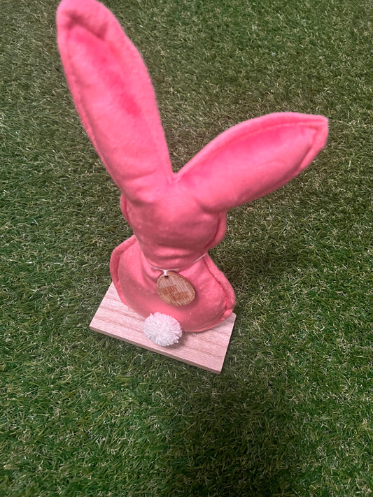 24cm VELVET BUNNY ON STAND PINK