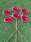 RED MATERIAL WITH CUT OUT HEART WOODEN HEART PICK PK6