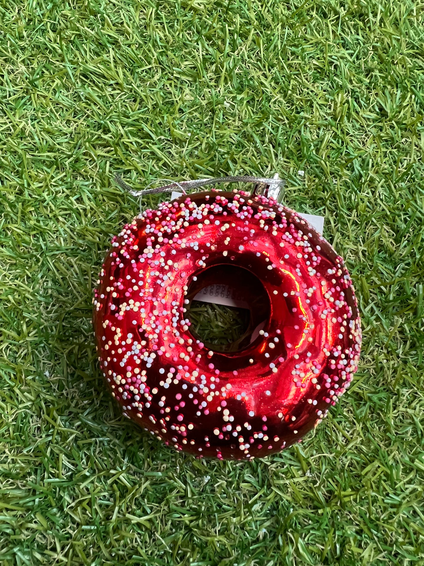 RED GLITTER DONUT BAUBLE