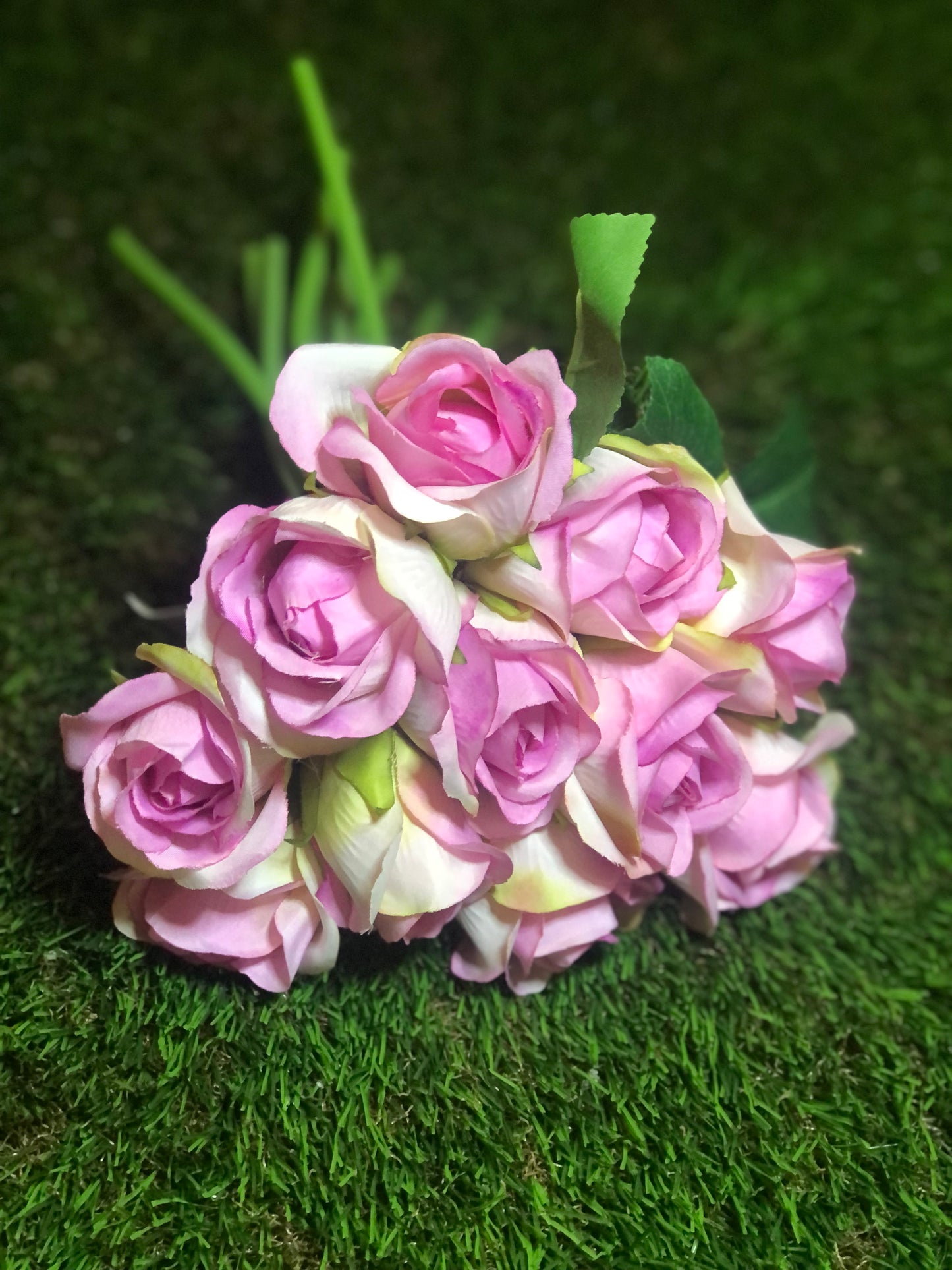 27cm ROSEBUD BUNCH 11 head DARK PINK