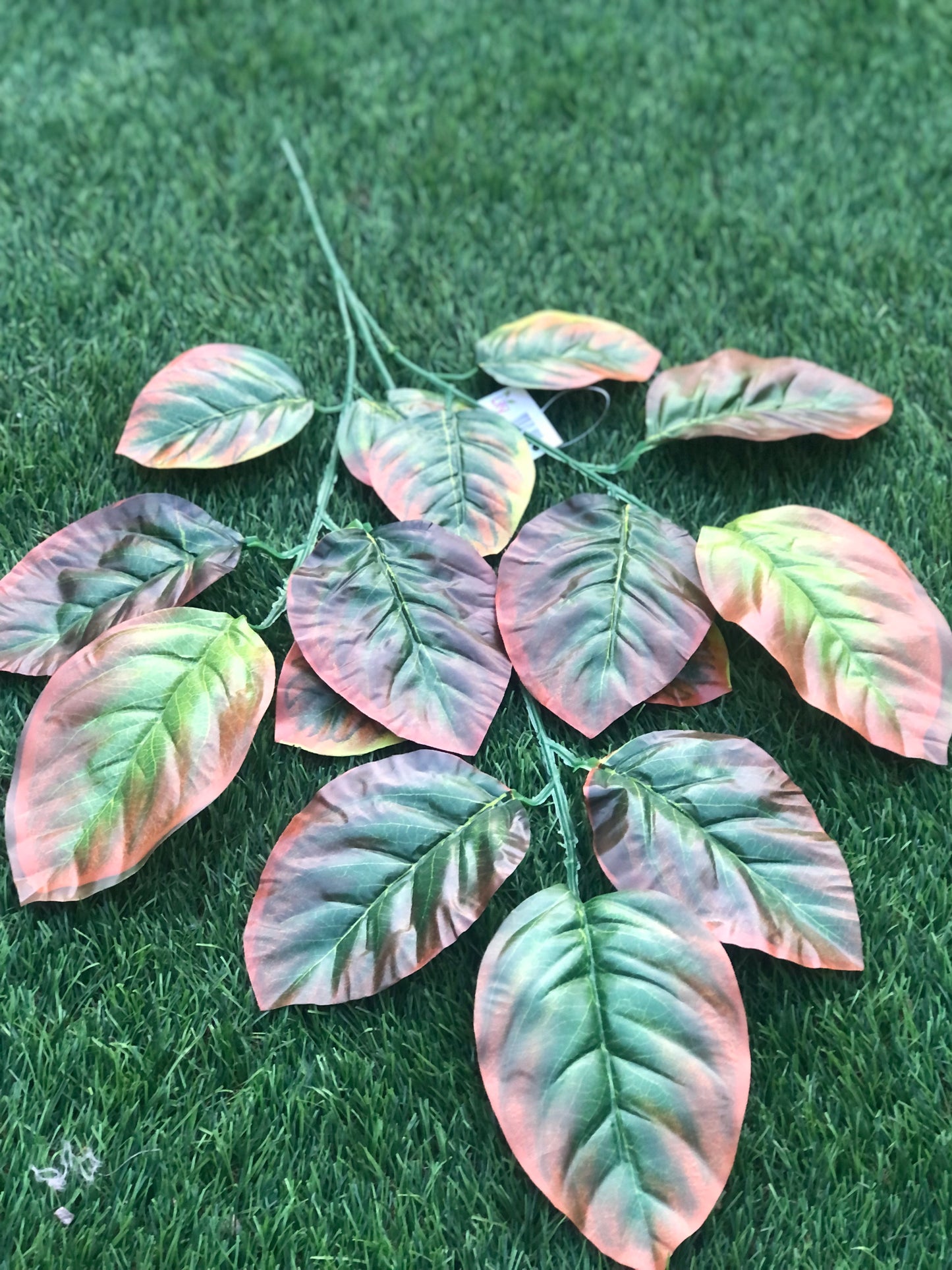 LARGE ORANGE/GREEN ROSE LEAF 76cm