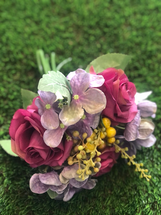 28cm WINE/LILAC MIX BOUQUET