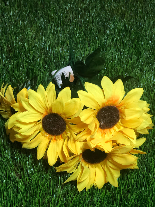 30cm MEDIUM SUNFLOWER BUNCH 7 head