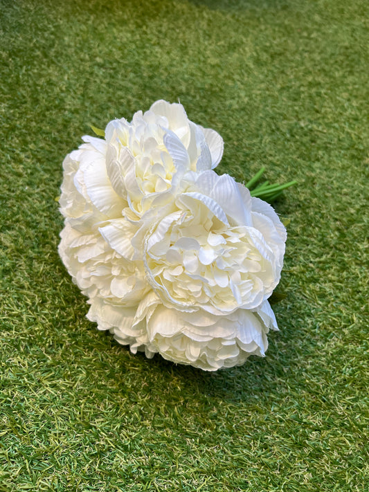28cm 7 head DELUXE PEONY BUNCH RICH IVORY