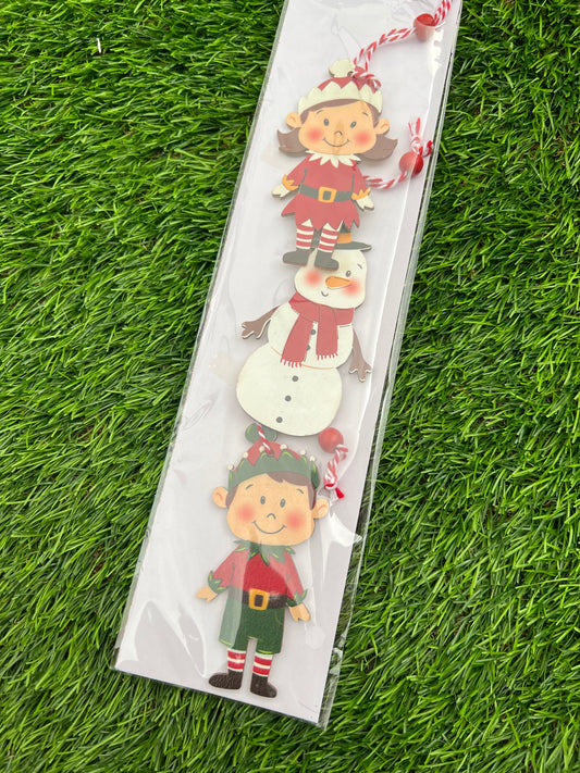 3 CHARACTER XMAS WOODEN HANGERS