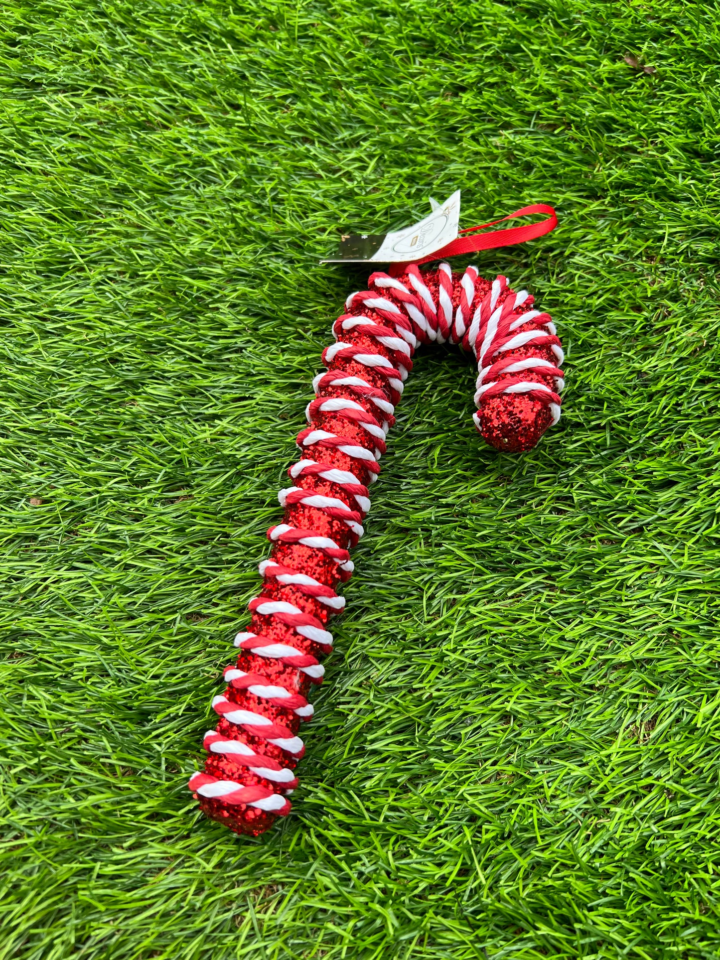 20.5cm GLITTER CANDY CANE RED