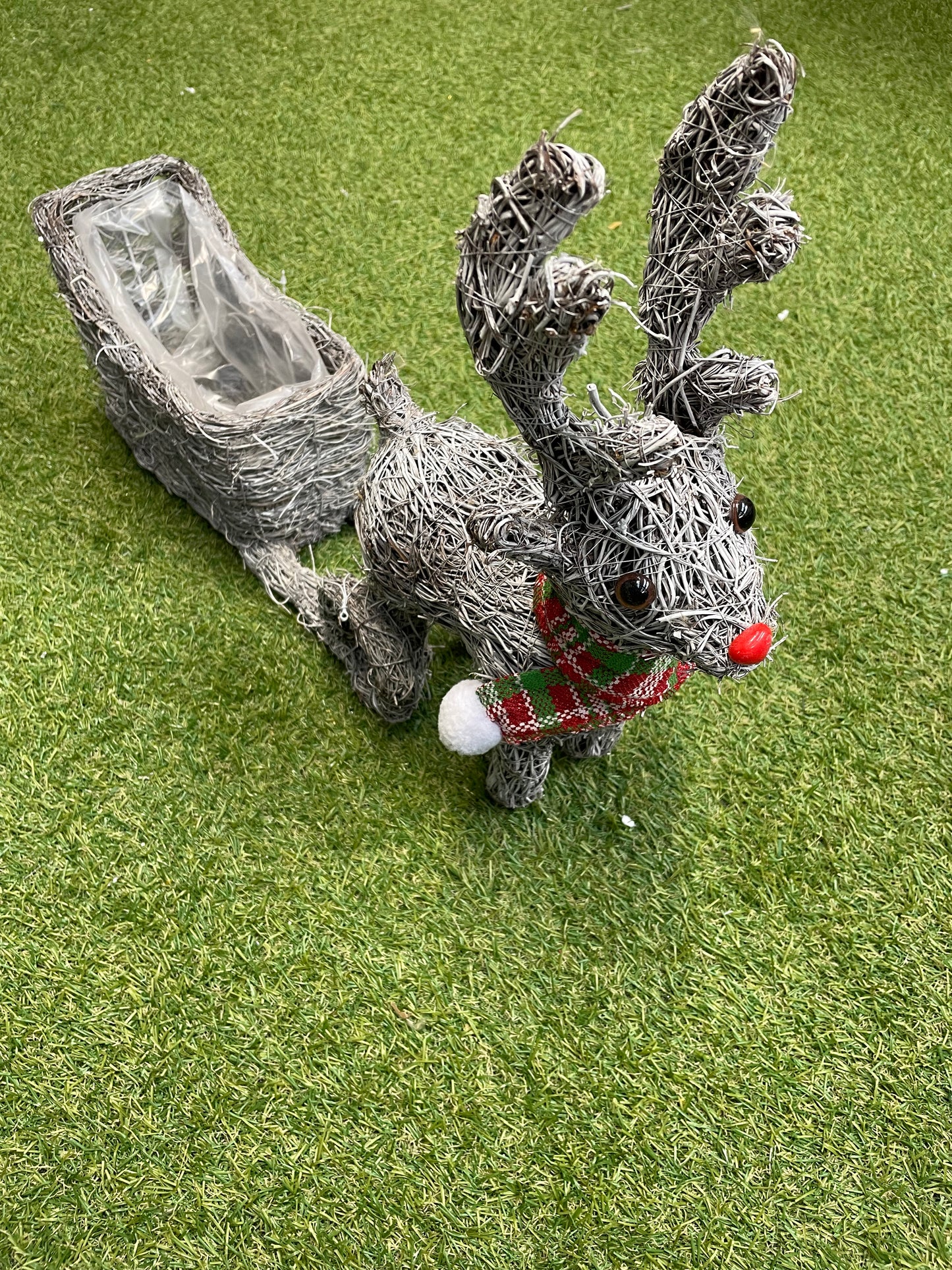 GREY REINDEER SLEIGH PLANTER 50cm