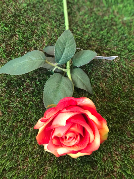 52cm SINGLE STEM VELVET ROSE ORANGE