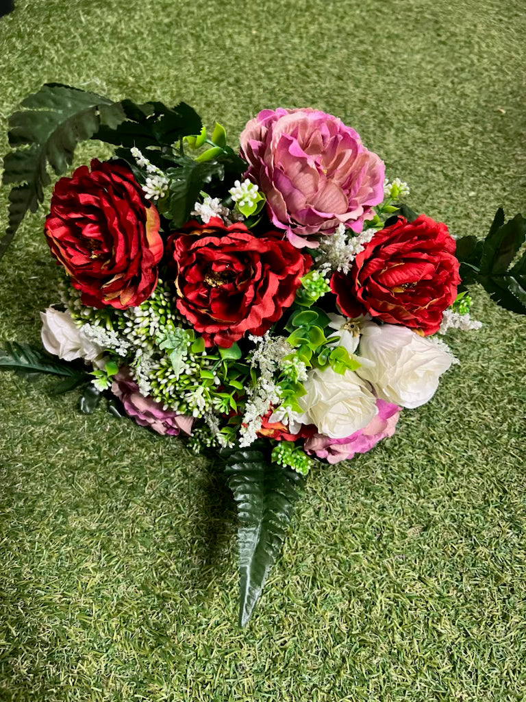 36cm ROSE PEONY BERRY BUNCH RED / MAUVE