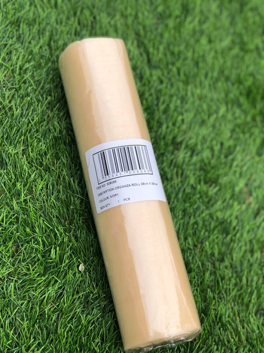 PREMIUM ORGANZA SNOW SHEER ROLL 29cmx25m IVORY