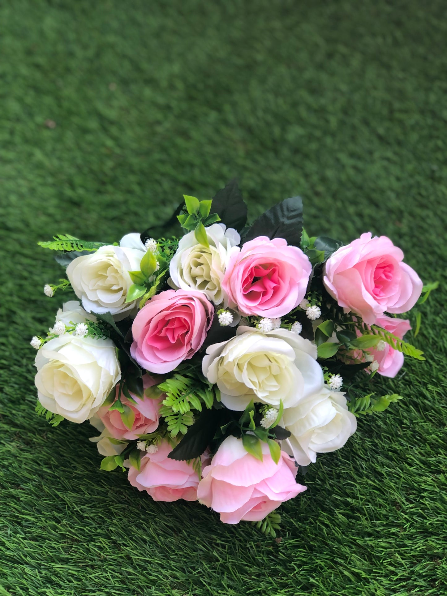 41cm LARGE OPEN ROSE BUNCH PALE PINK