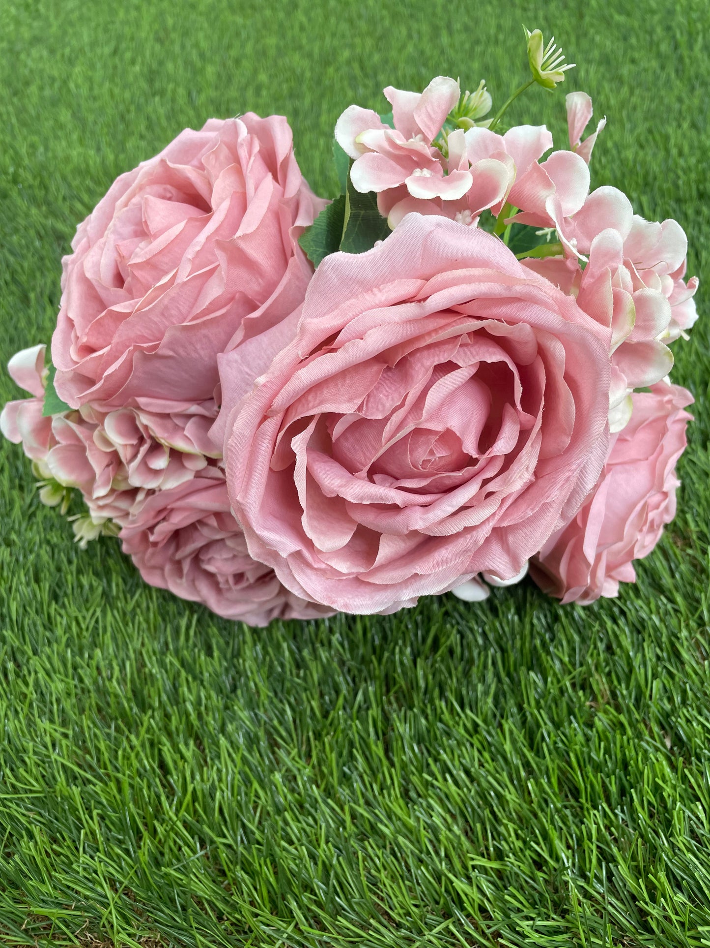 CABBAGE ROSE AND HYDRANGEA DUSTY PINK BUNCH