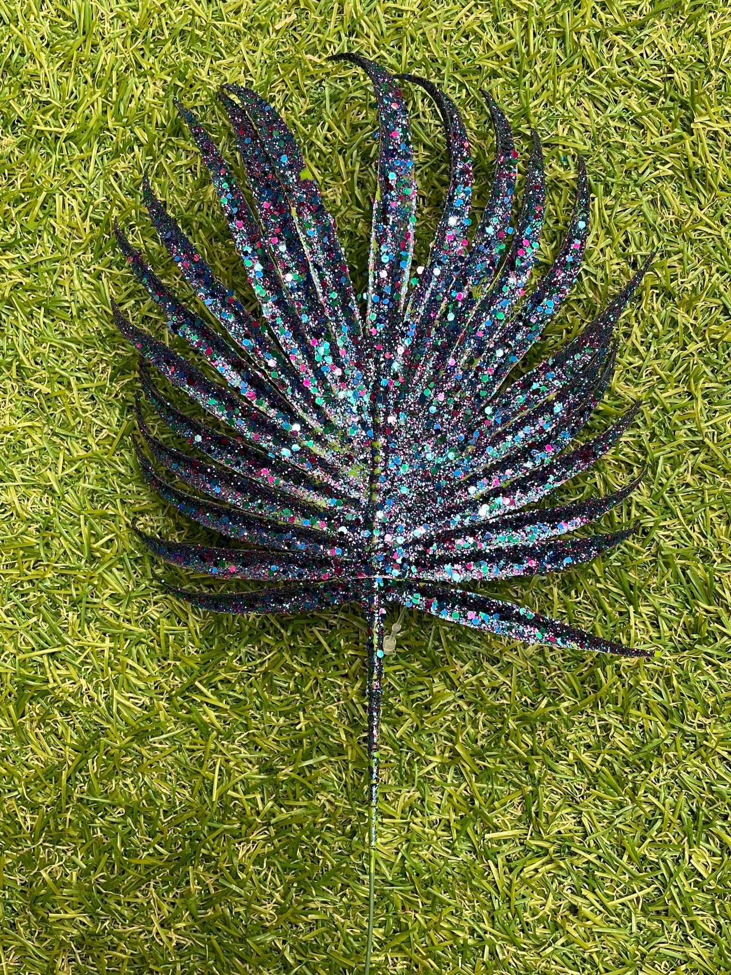 PEACOCK BLUE GLITTER PALM PICK 29cm