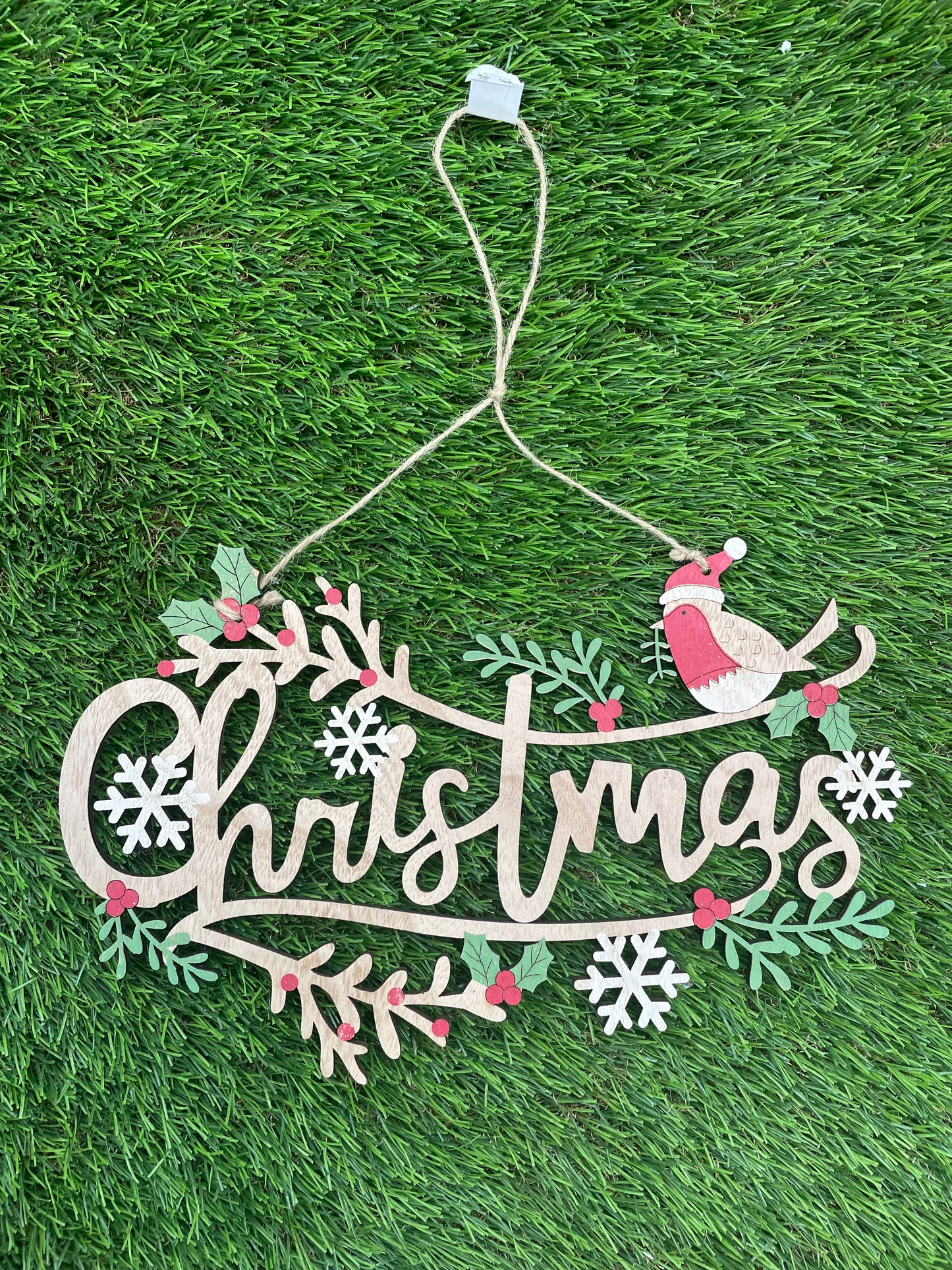 WOODEN MERRY CHRISTMAS ROBIN SIGN