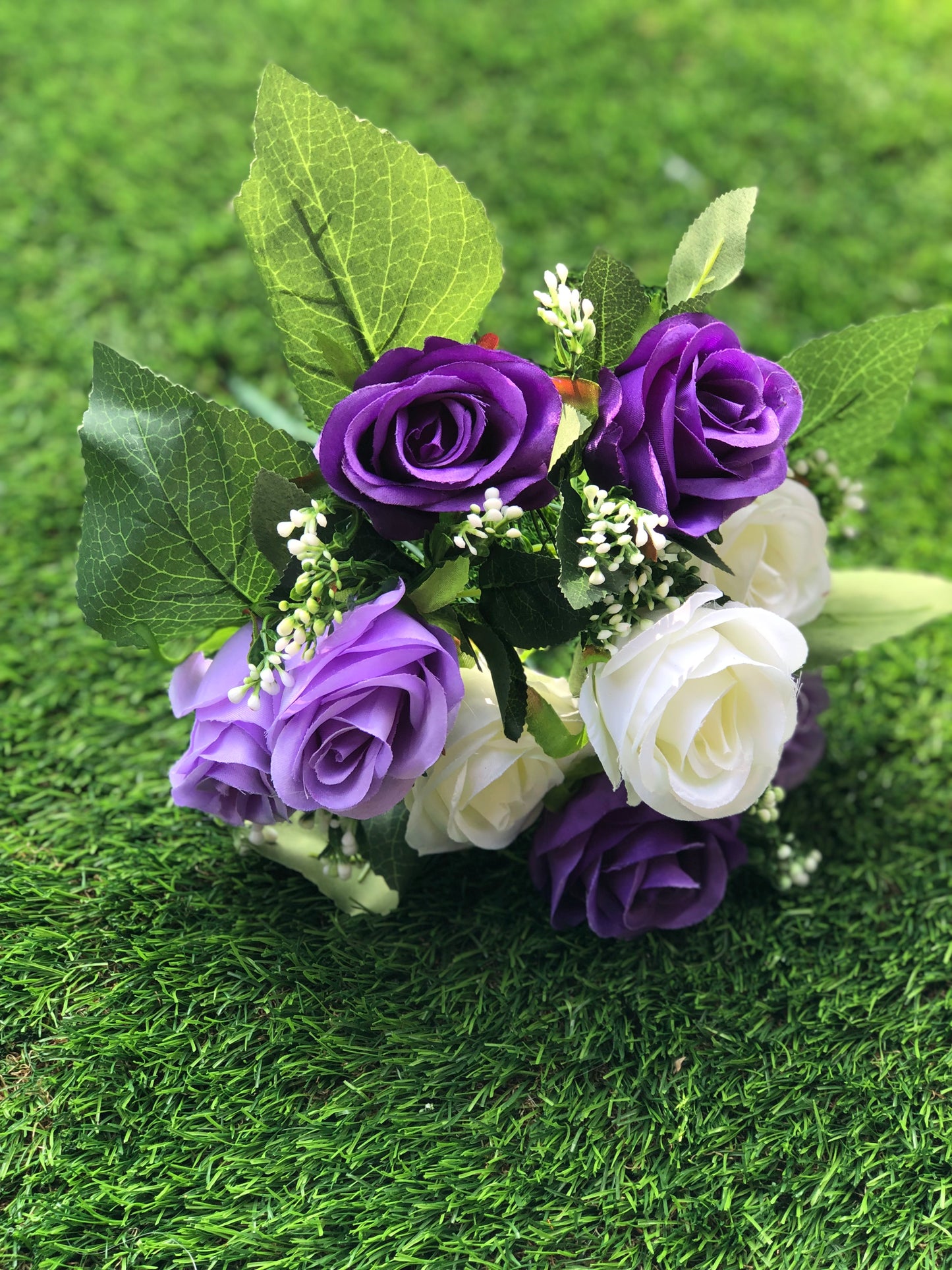 3 COLOUR MIXED ROSE BUNCH PURPLE