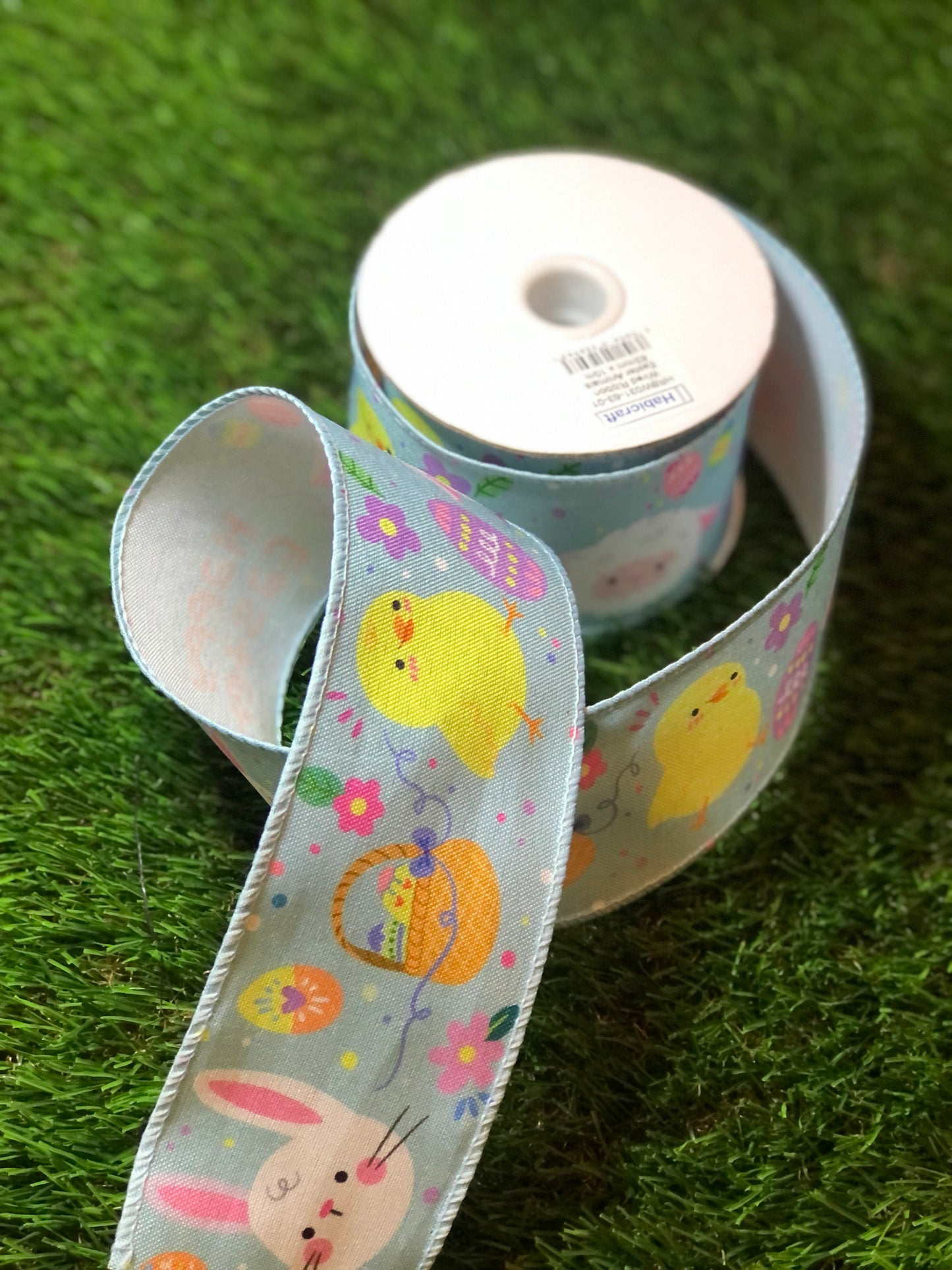 EASTER ANIMALS RIBBON WIRED 63mm x 10m