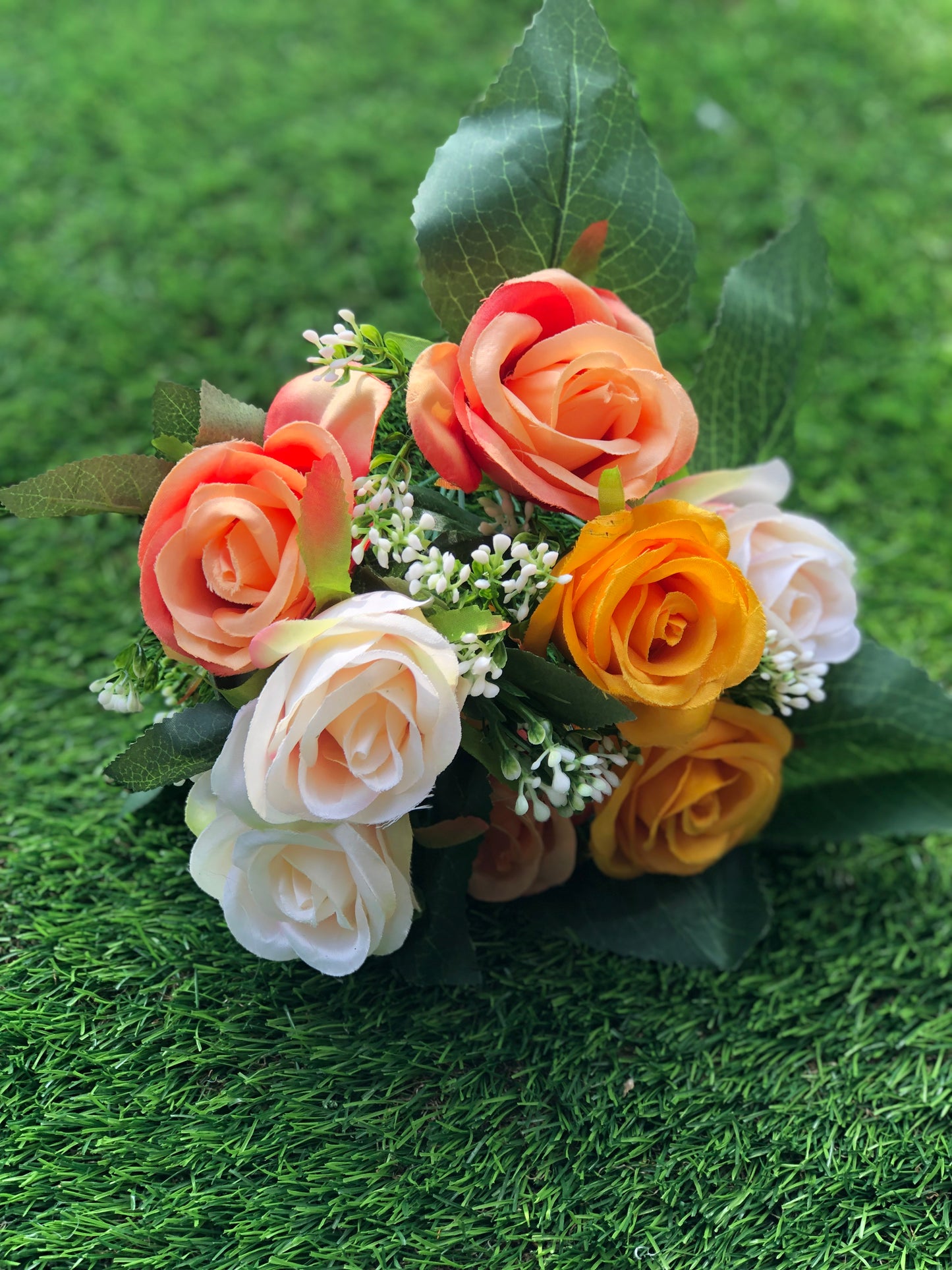 3 COLOUR MIXED ROSE BUNCH ORANGE