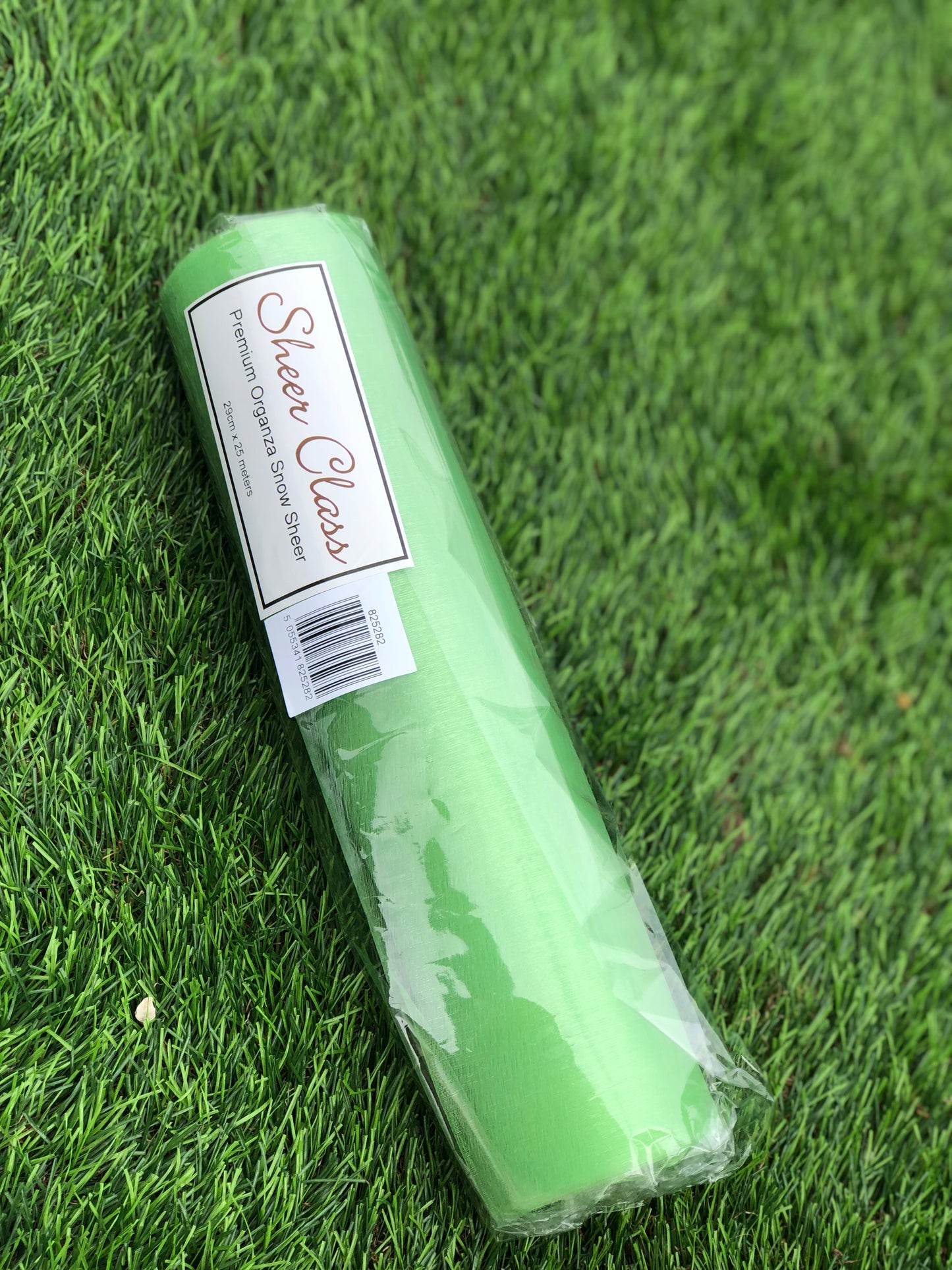 PREMIUM ORGANZA SNOW SHEER ROLL 29cmx25m LIGHT GREEN