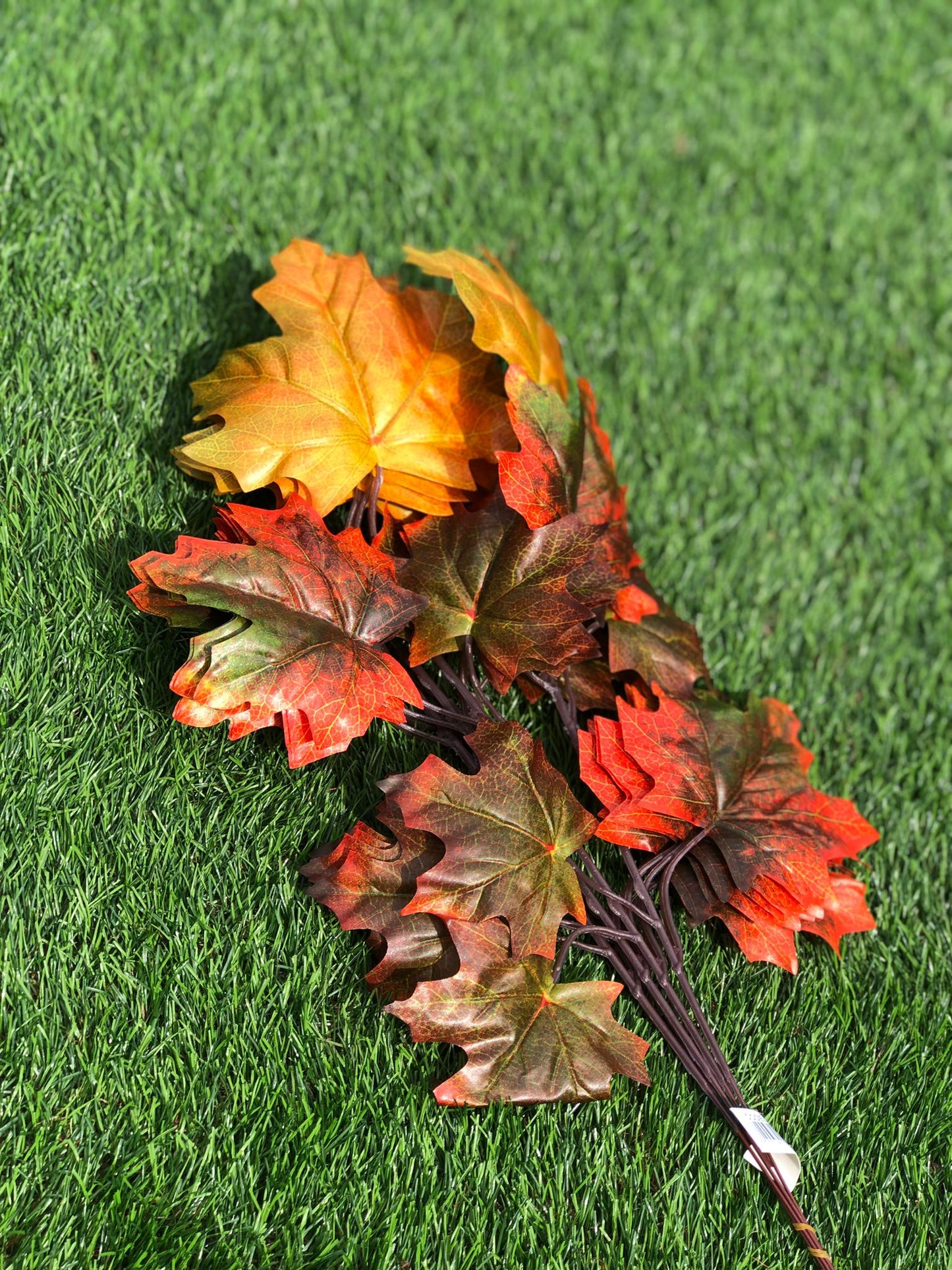 66cm LARGE MAPLE LEAF ORANGE/GREEN 6pcs