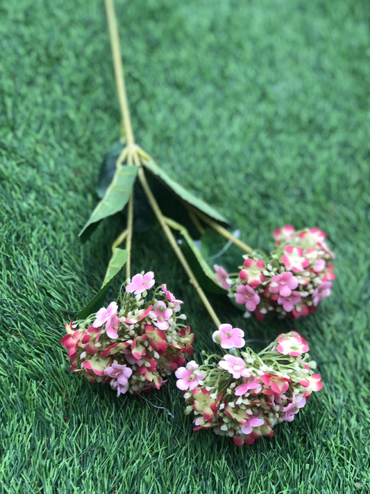 TRIPLE BUDDING HYDRANGEA SPRAY DARK PINK 63cm