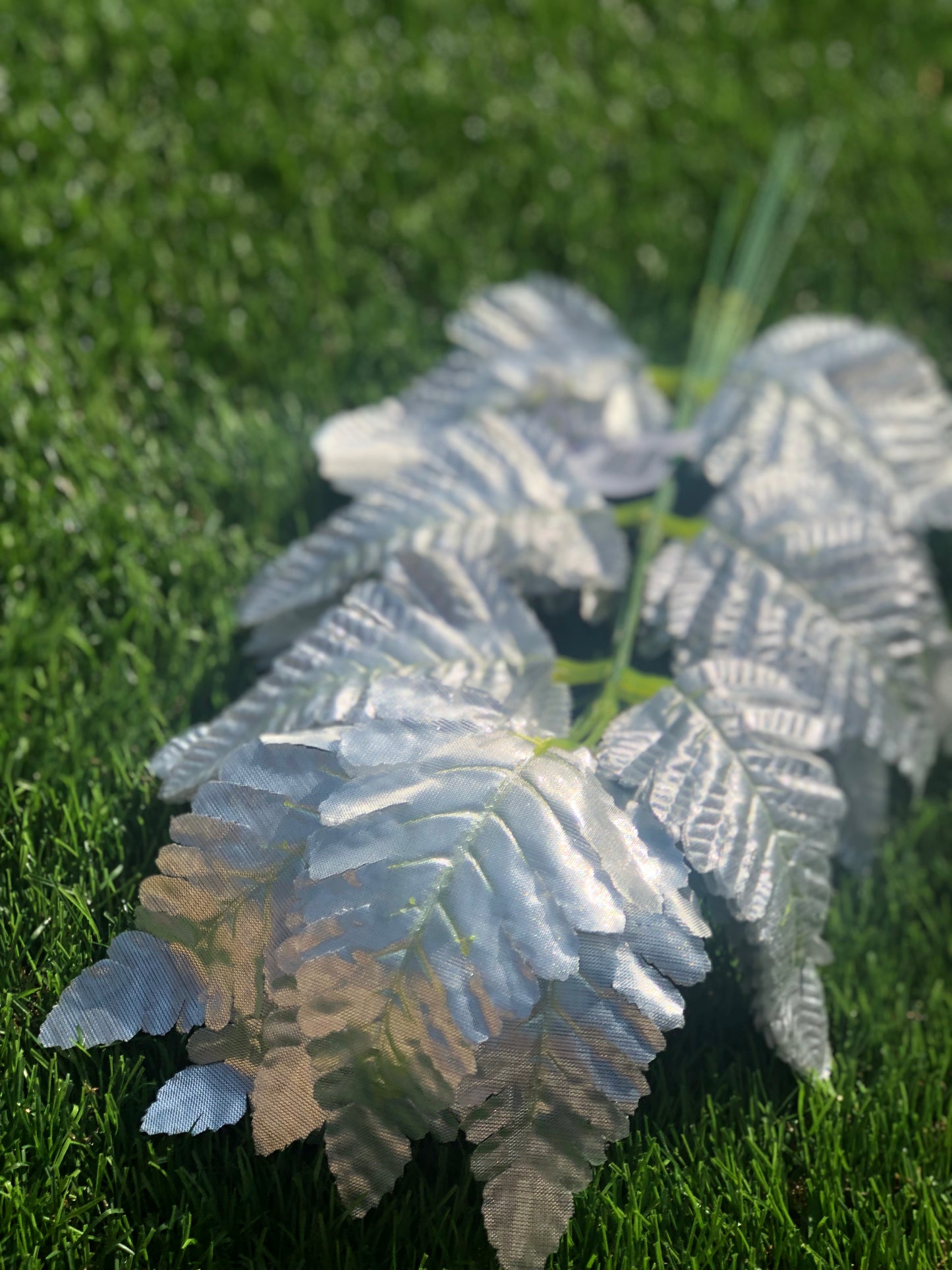 46cm LEATHER FERN PK 6 SILVER