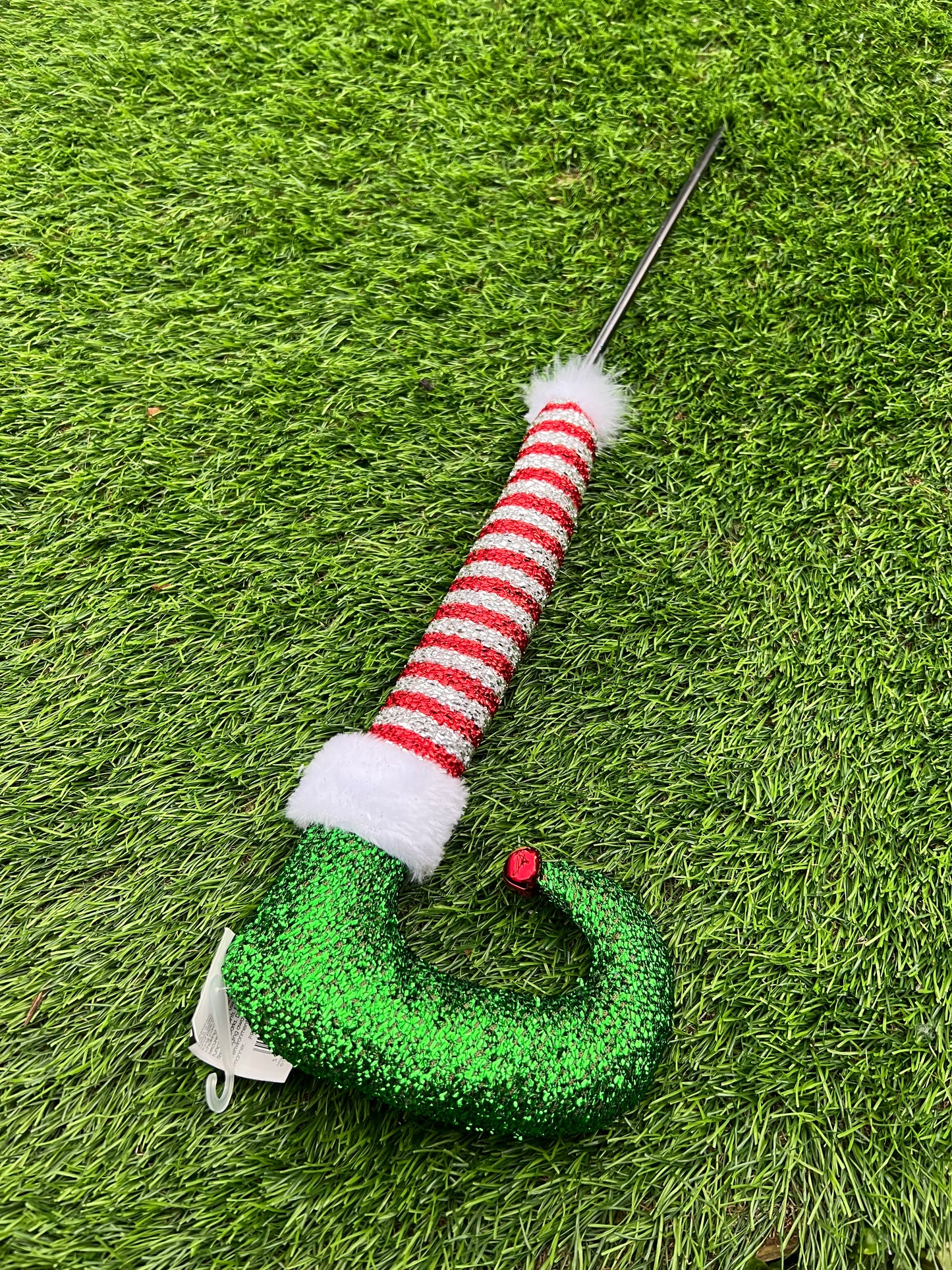 60cm GLITTER ELF LEG GREEN / RED