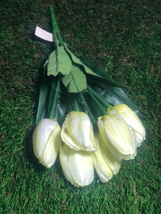 37cm LARGE TULIP BUNCH LIGHT IVORY