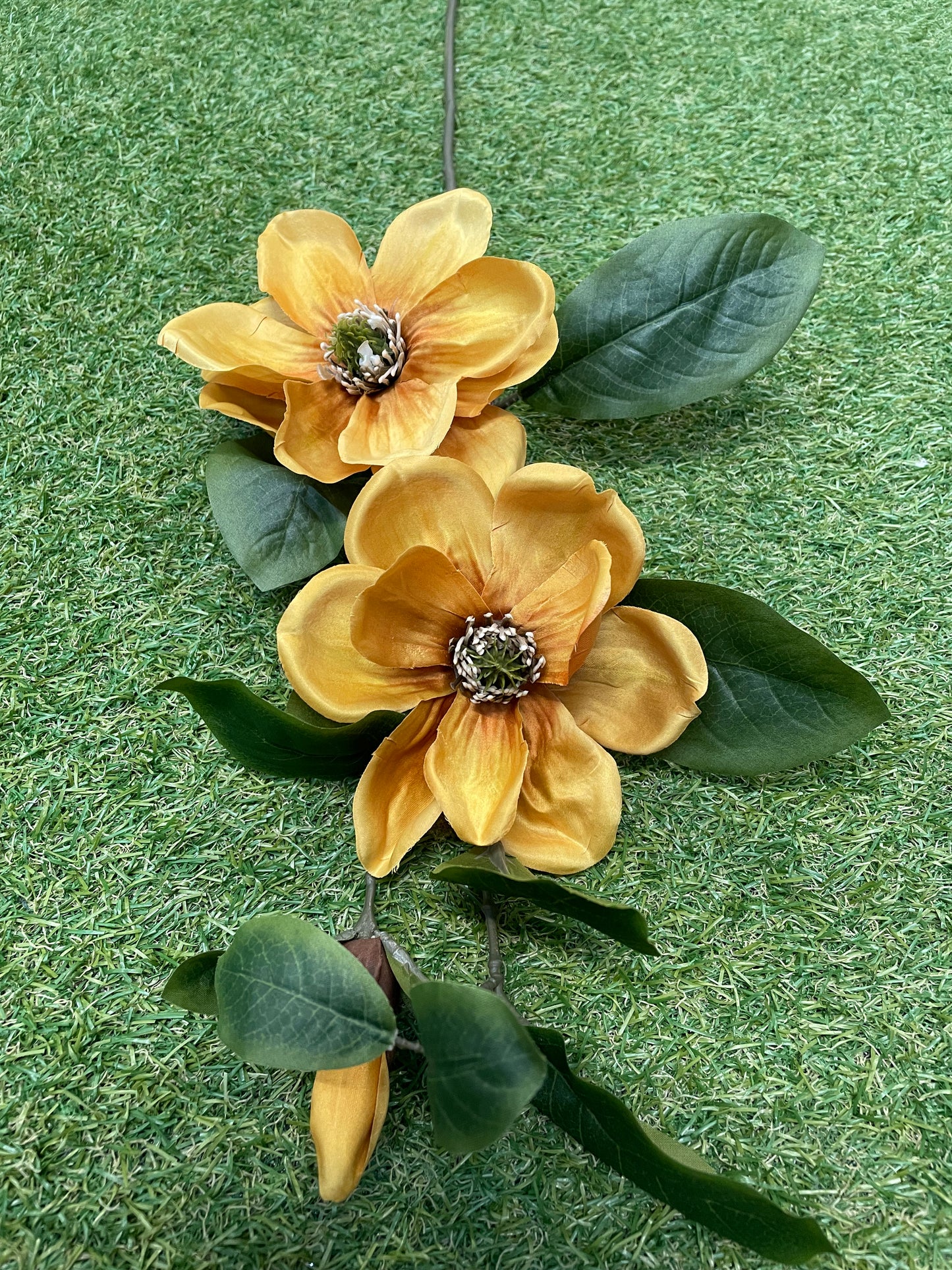 MUSTARD MAGNOLIA DOUBLE HEAD STEM 84cm